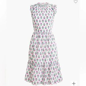 J Crew Ruffle Sleeve Mini Dress Floral Block Print White Pink